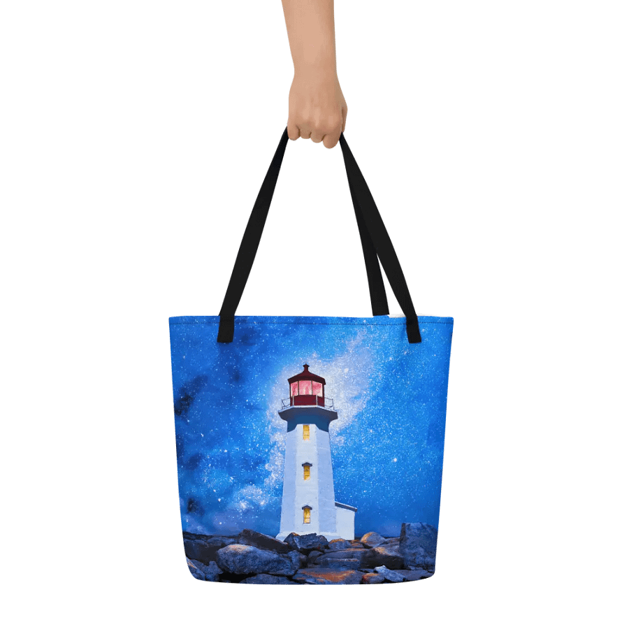 Peggy's Cove Lighthouse by Night Tote Bag product image (11)