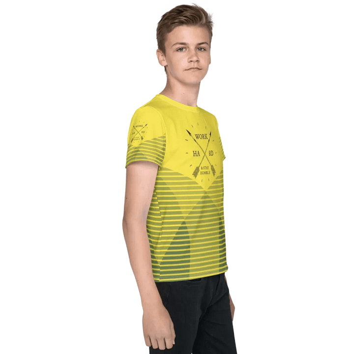 'Work Hard & Stay Humble' Work Ethic Yellow Youth T-Shirt product image (2)