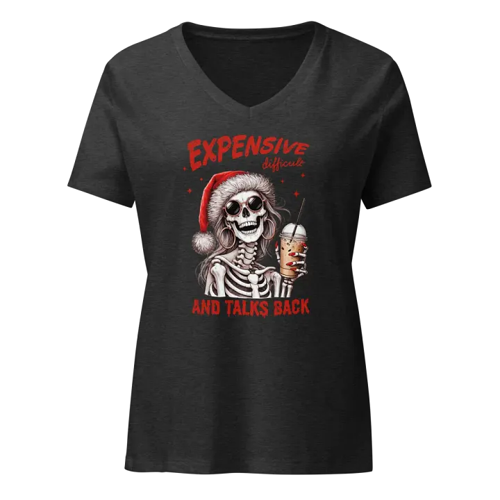 Funny Santa Girl Skeleton V-Neck Tee product image (3)