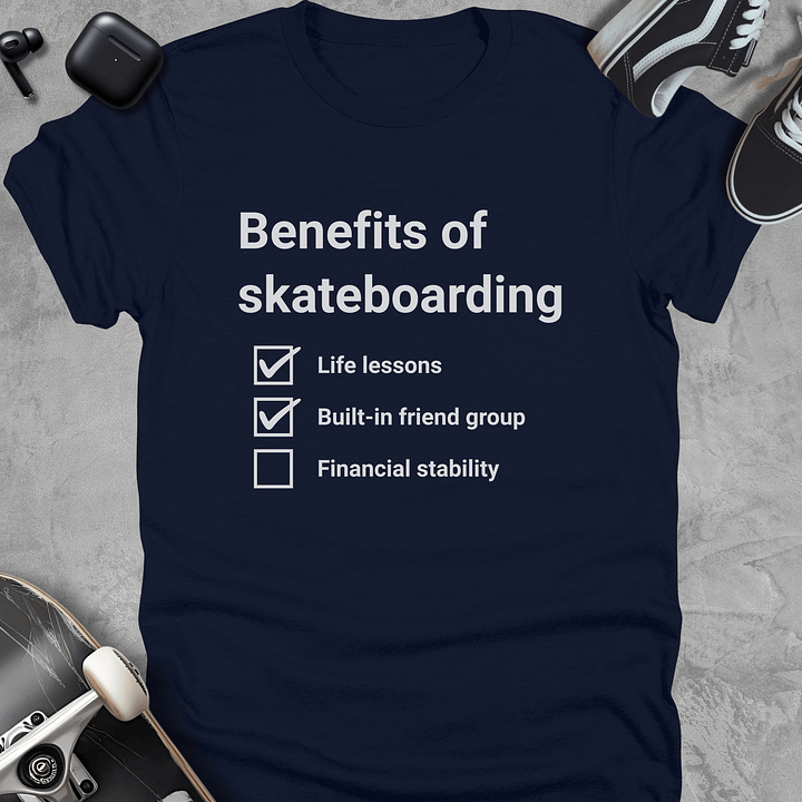 Benefits of skateboarding, Funny skate t-shirt, Unisex product image (3)