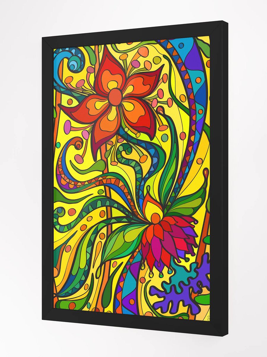 Whimsical Floral Swirls Framed Poster - Bright Starfish product image (2)