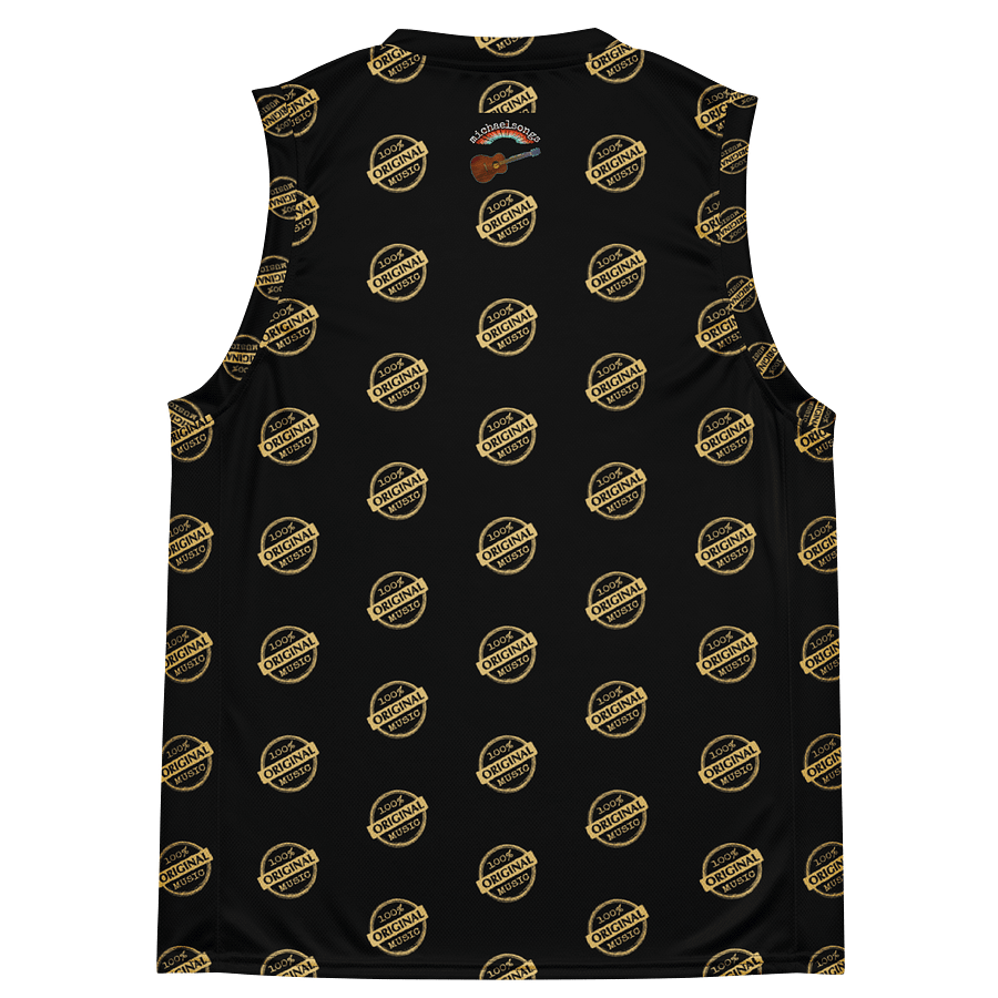 NEW!! sleeveless jersey with original music logo pattern - gold on black product image (4)