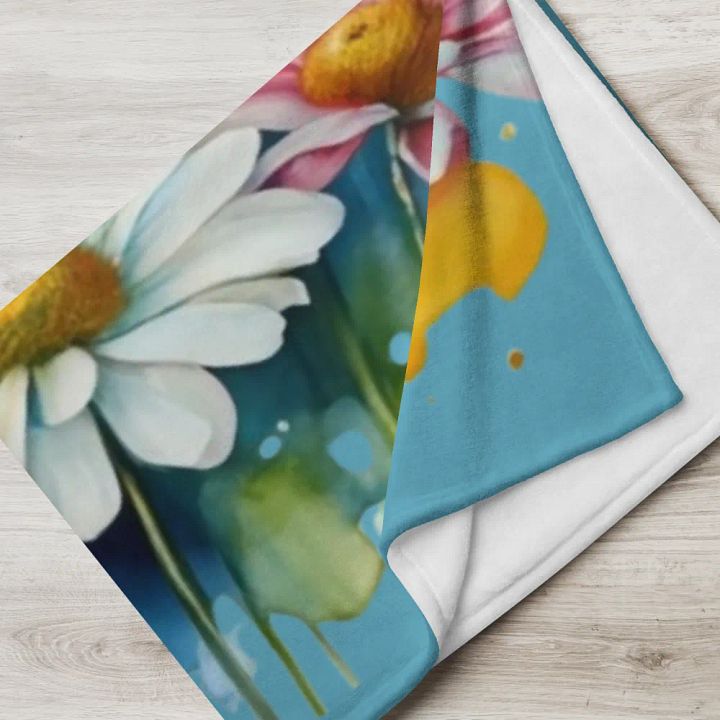 Watercolor Floral Daisy Throw Blanket product image (1)
