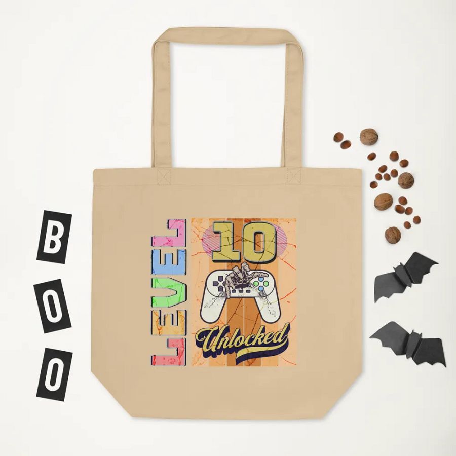 Level 10 Unlocked Grunge Gaming Tote Bag product image (5)