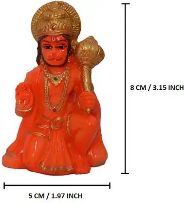Shreeji Hanuman Statue /Murti/ Idol Marble Finish (Polyresin, Clear) Decorative Showpiece - 8 cm (Polyresin, Orange) product image (4)