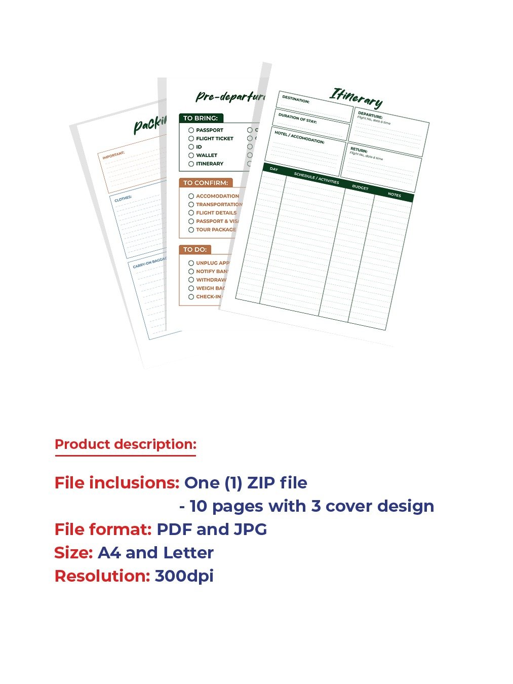 Simple Travel Planner (Printable) - Instant Download product image (6)