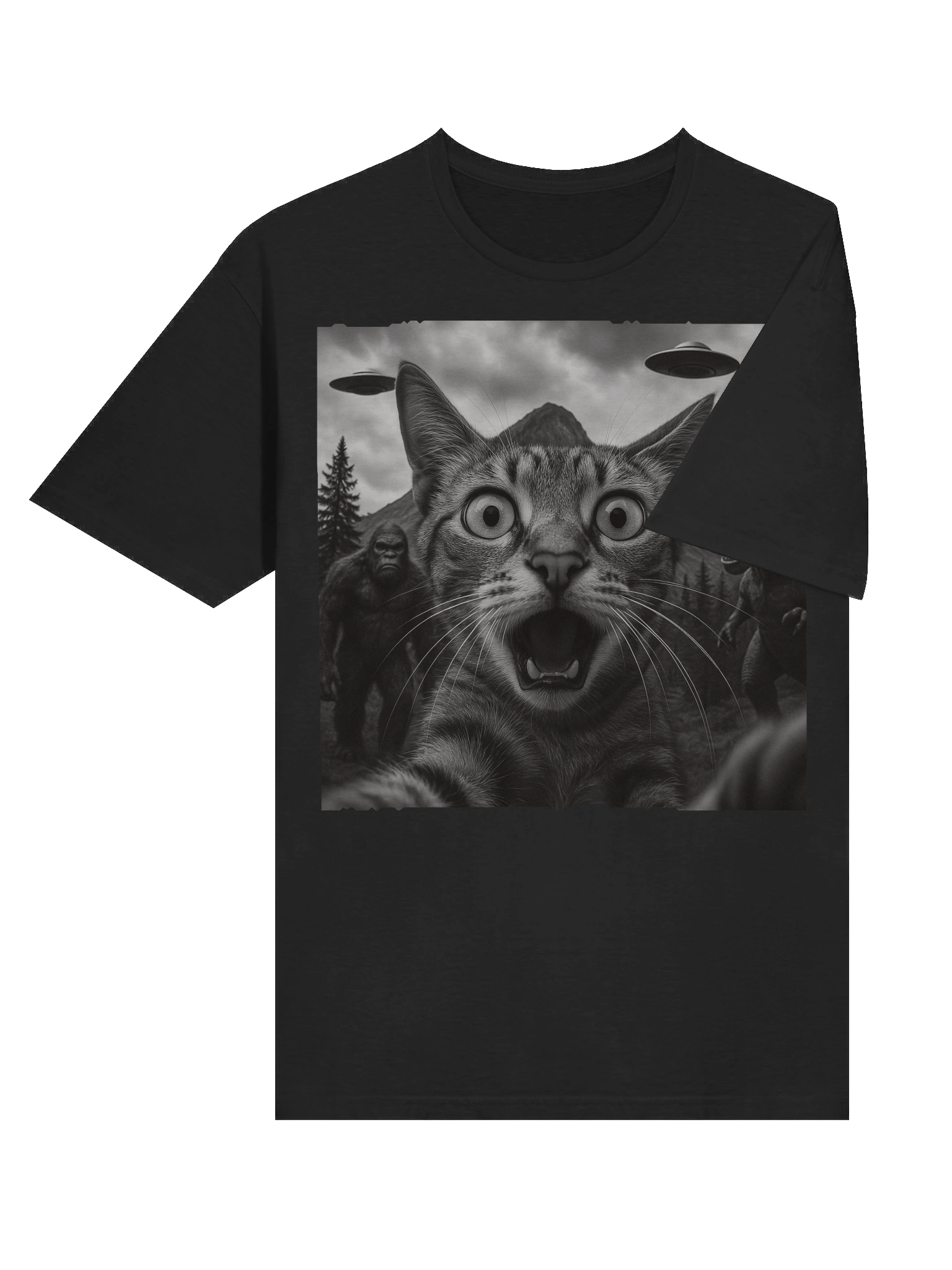 UFO Bigfoot T-Rex Selfie Cat T-Shirt product image (33)