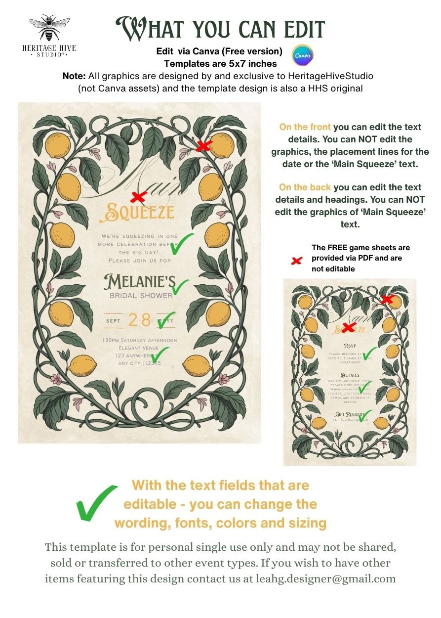 Botanical Lemon Themed Bridal Shower Invitations | Instant Download product image (4)