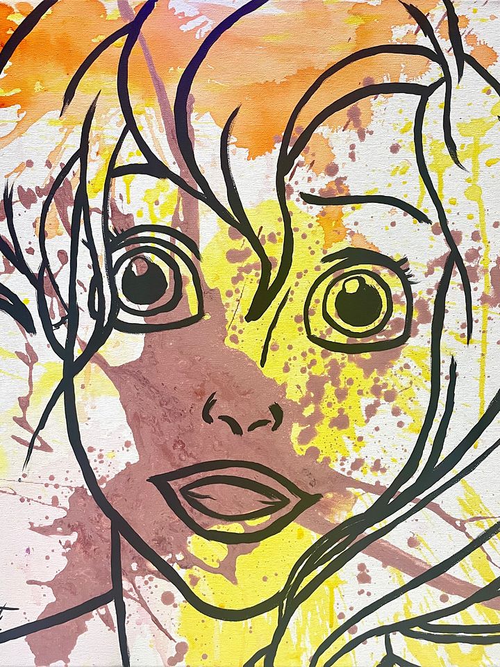 Hand painted 16x20 Mermaid Abstract Face Splatter product image (1)