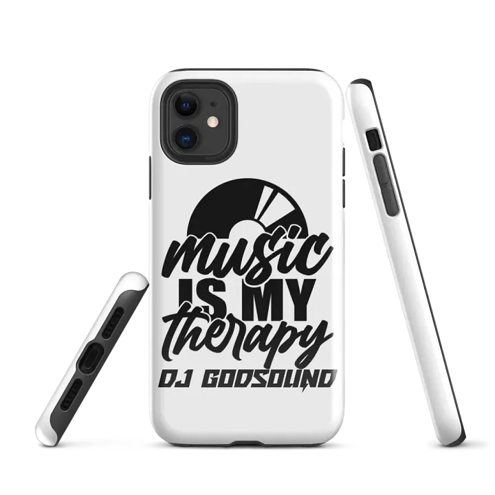 DJ Tough Case for iPhone® Music Is My Therapy Slogan in White product image (1)