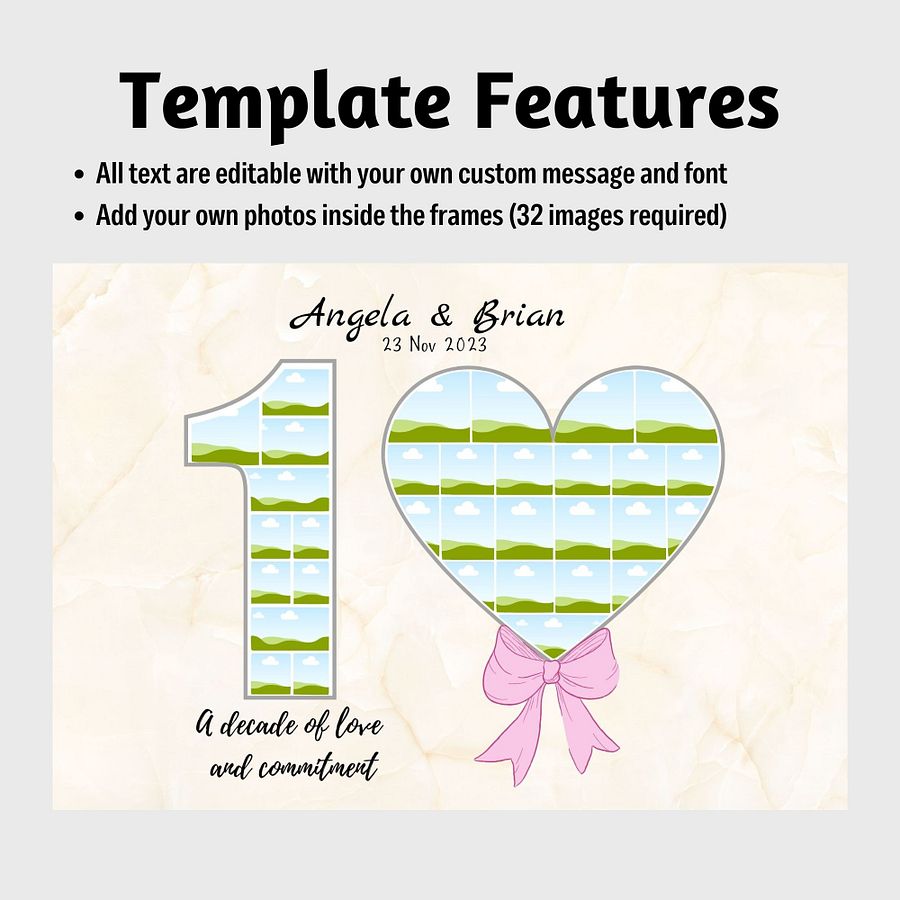 10 Year Anniversary Photo Collage Canva Template product image (4)