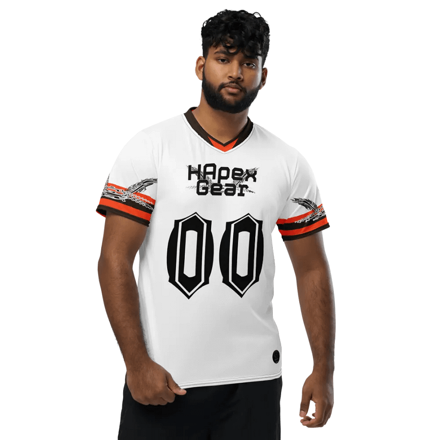 Dieter - White - Recycled Unisex Sports Jersey - Black HApex Gear Black Logo product image (1)
