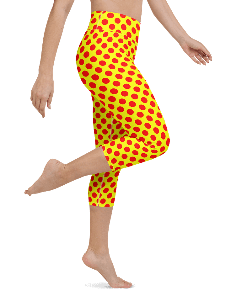 Red Polka Dots on Yellow Yoga Capri Leggings product image (1)