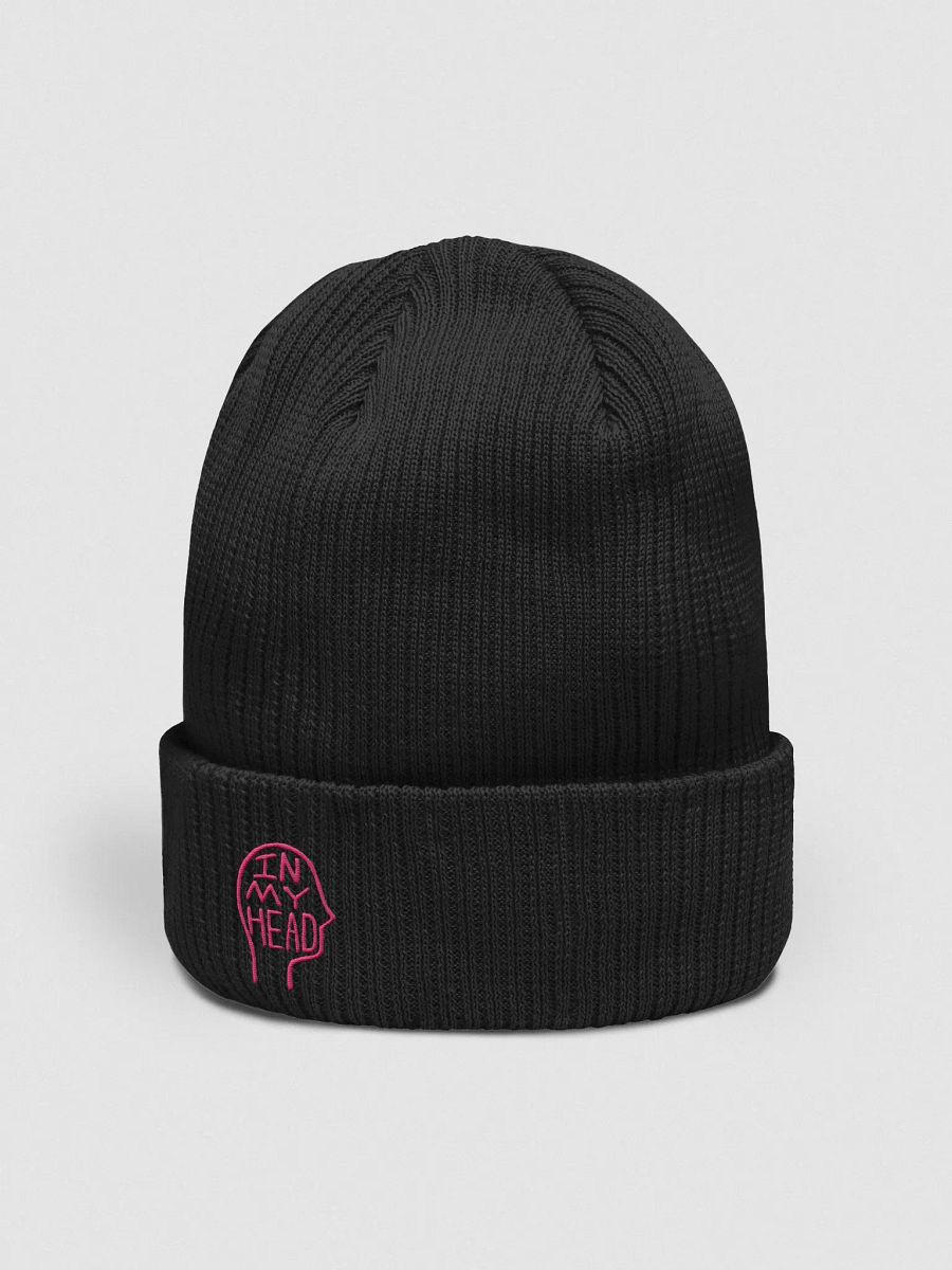 In My Head (pink) embroidered organic beanie product image (5)