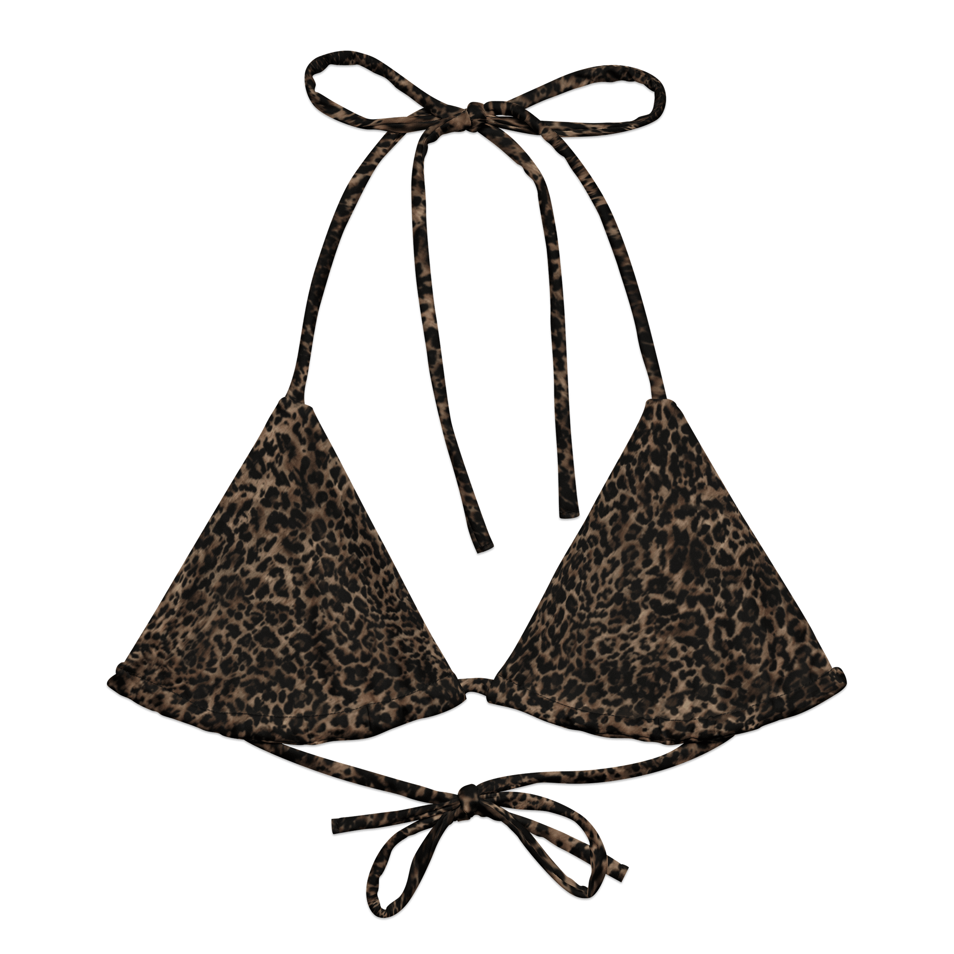 Recycled String Bikini Top "Chic Dark Brown Leopard" product image (2)