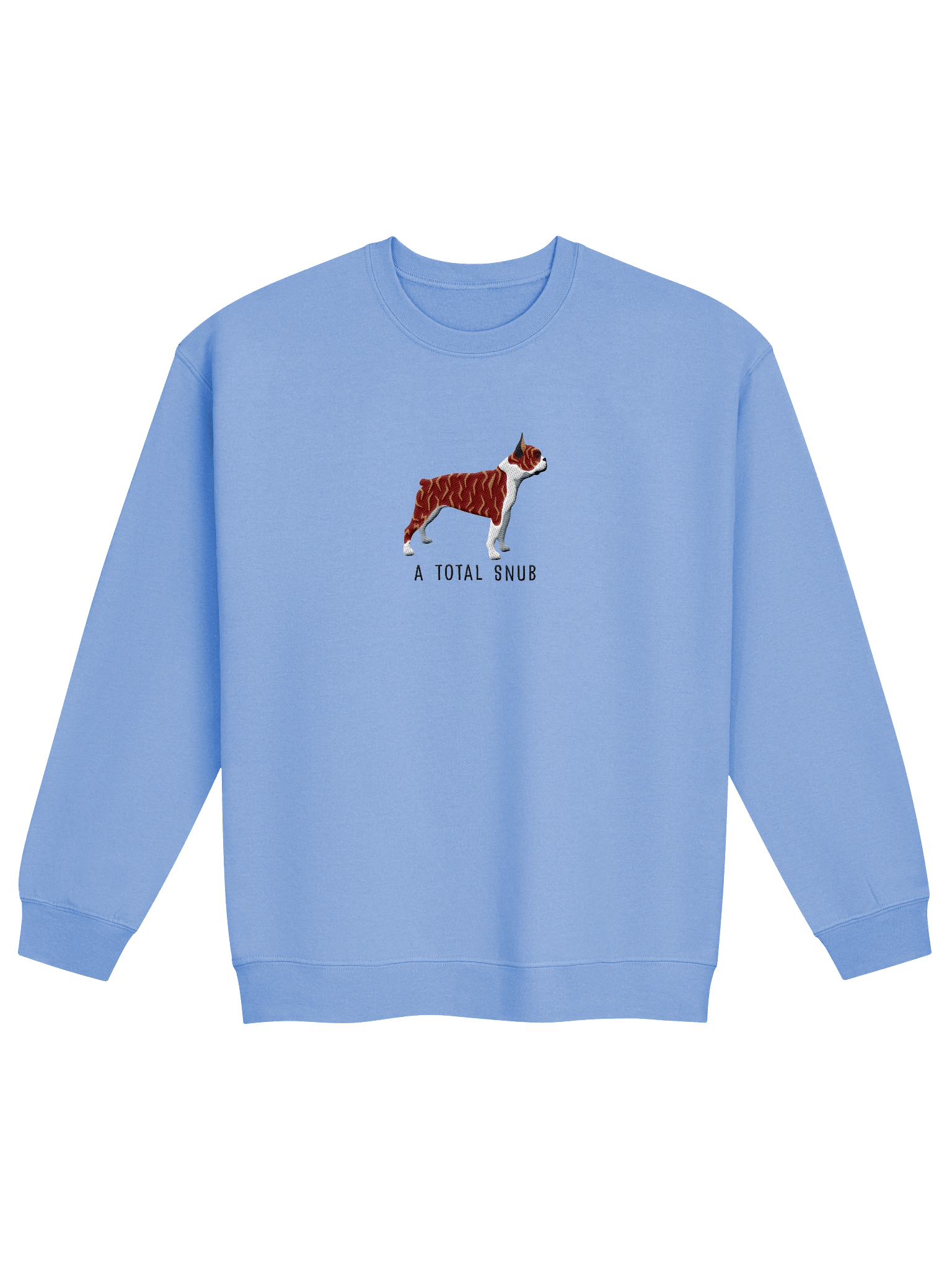 A Total Snub Sweatshirt (Embroidered) of a Boston Terrier(Reverse Brindle & White) product image (9)