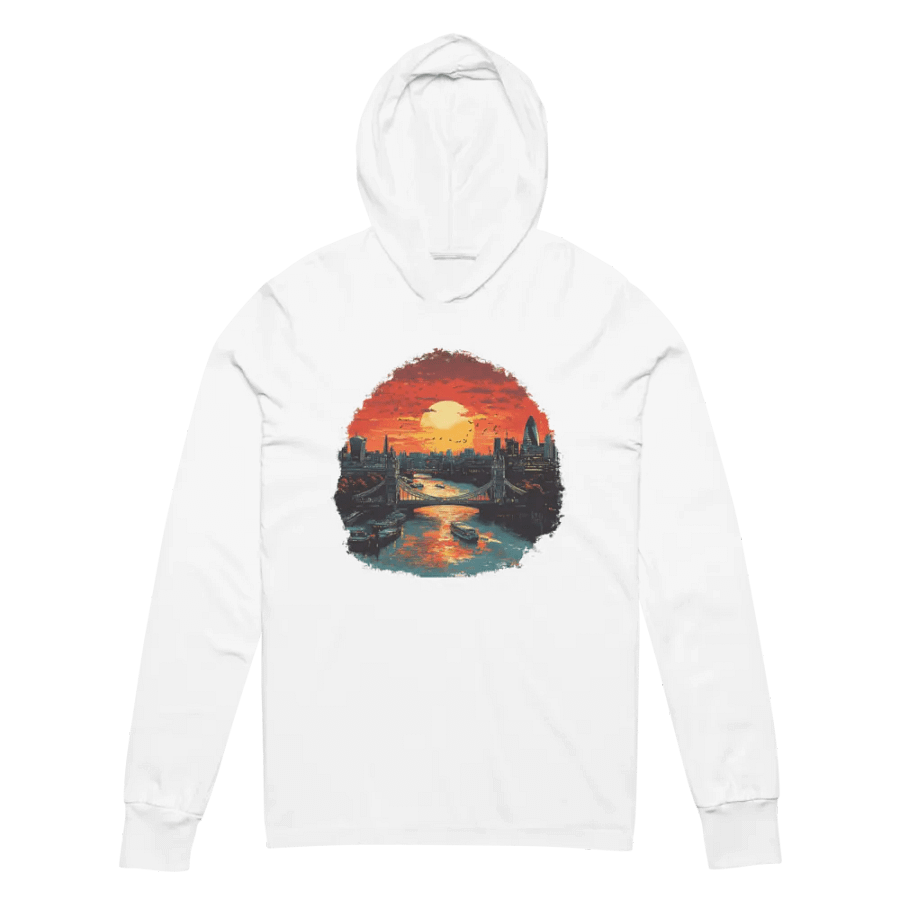 London Sunset Unisex Hooded Tee – Tower Bridge & City Lights product image (7)