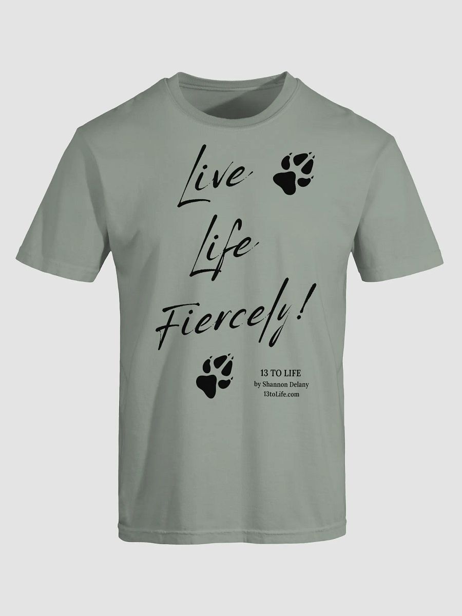 Live Life Fiercely – 13 TO LIFE Paw Print T-shirt – Black Print on Color product image (5)