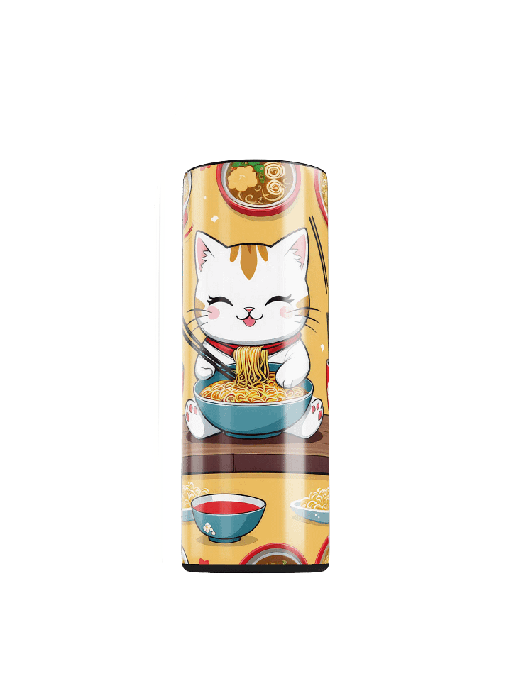 Cute Kawaii Cat Eating Ramen Noodles 20 oz Skinny Stainless Steel Tumbler product image (1)