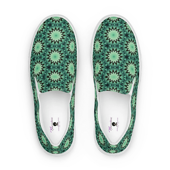 Kaleidoscopic Green Star Women's Slip-Ons product image (1)