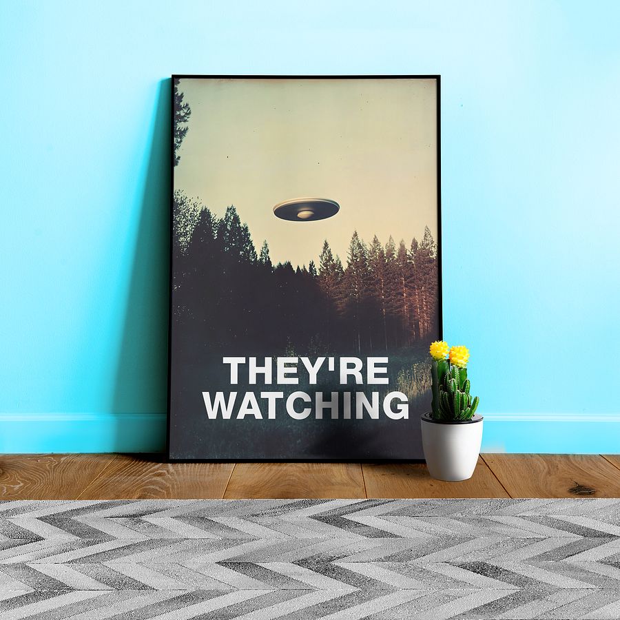 They're Watching/The X-Files poster, S09E06 2002 — sci-fi poster, movie art, I want to believe poster, space print, aliens wall decor product image (1)