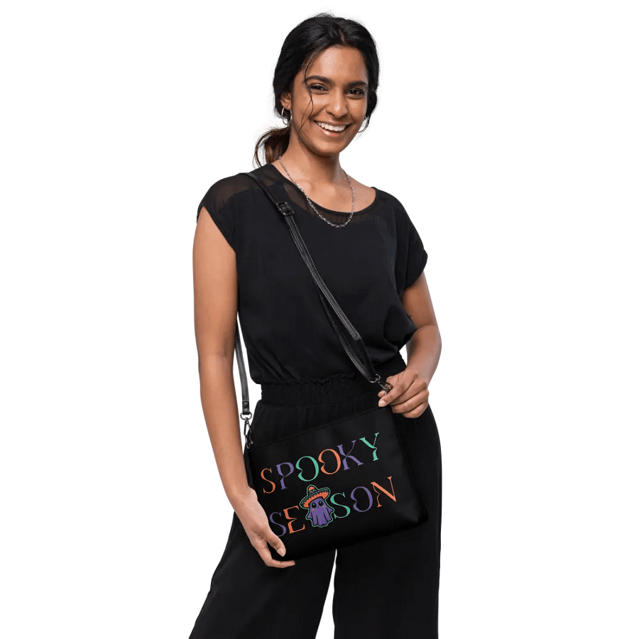 Spooky Season Sombrero Ghost Colorful Flip-Sided Faux Leather Crossbody Bag product image (2)