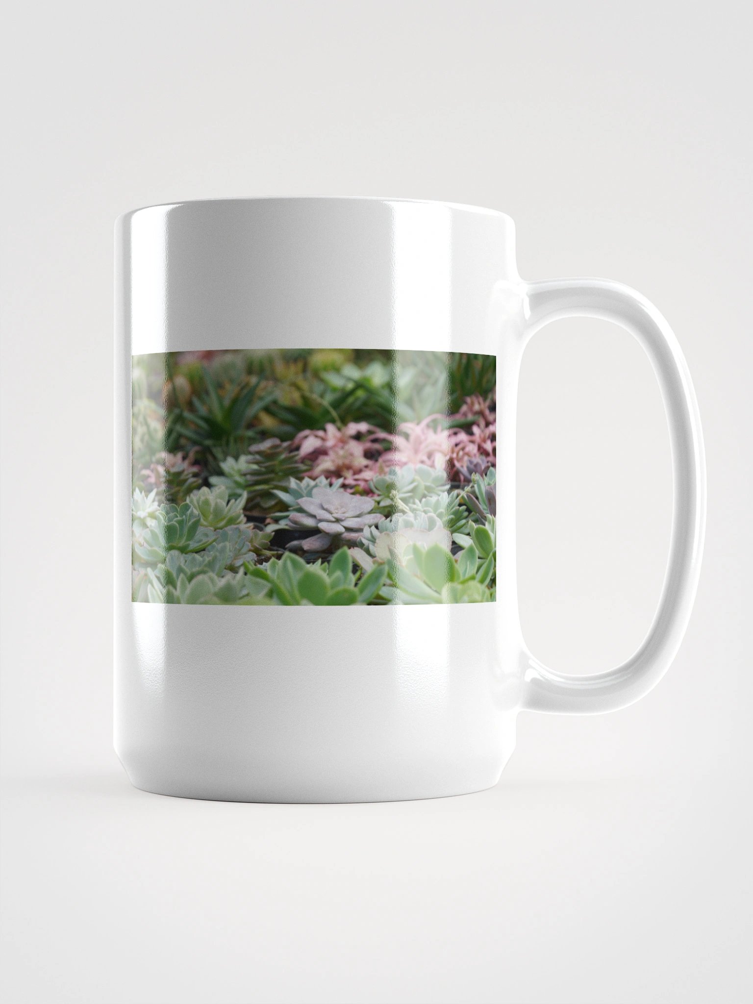 Succulent Serenity White Glossy Mug product image (2)