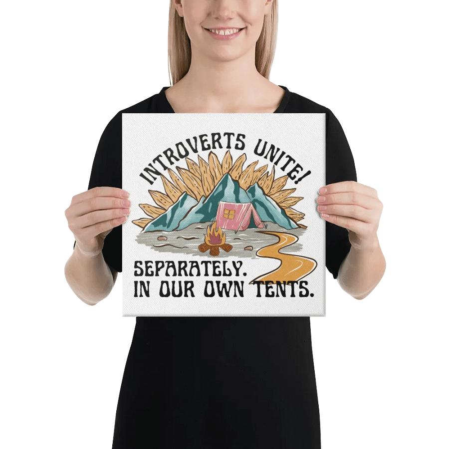 Hand-drawn funny camping introvert retro style canvas wall art product image (3)