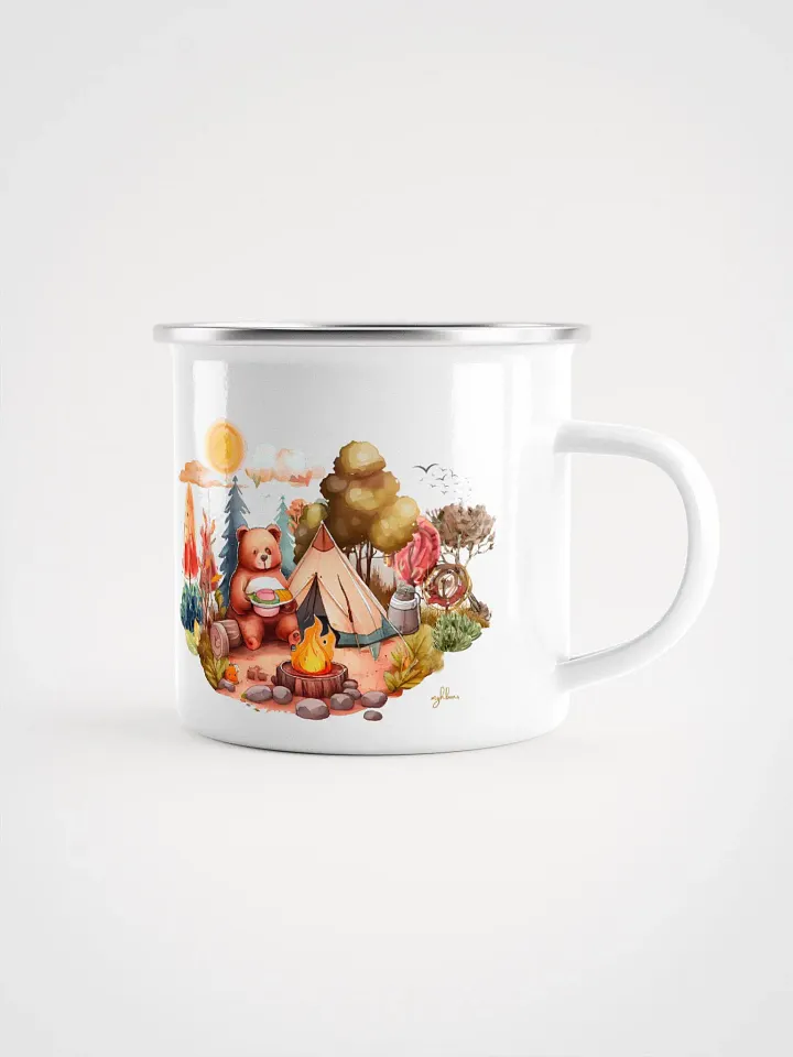 Minimalist Camping Bear Enamel Mug | Adventure-Inspired Drinkware product image (1)