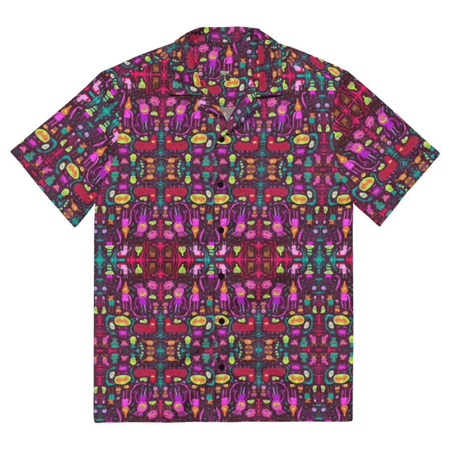Abstract Darker Doodle Creatures Unisex Hawaiian Shirt product image (6)