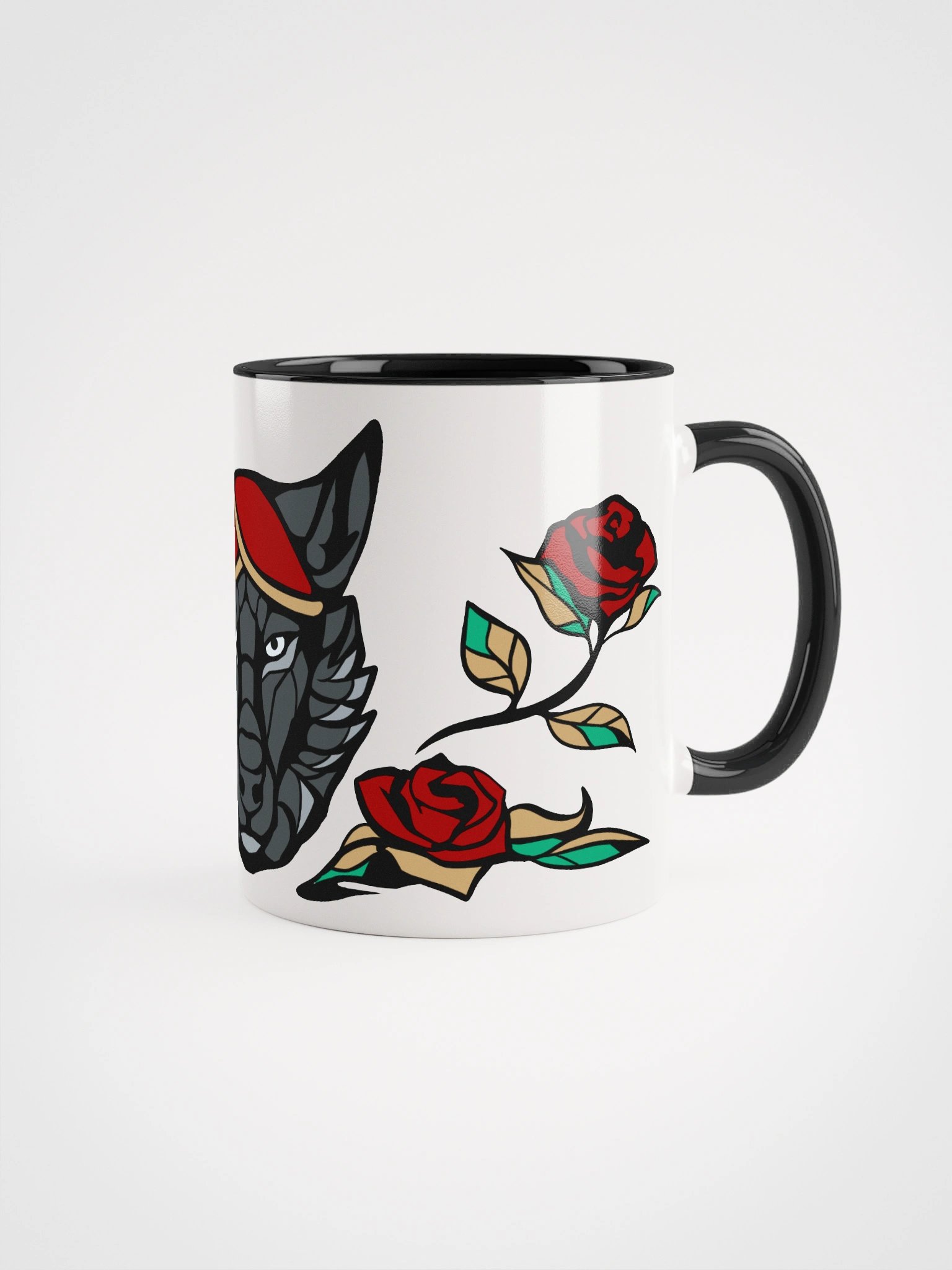 White Mug - Wolf & Roses product image (1)