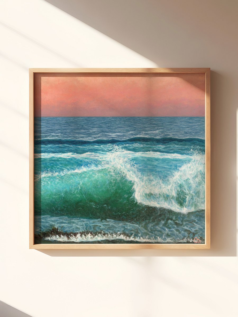 Crashing Waves, Coral Sunset Art Print product image (4)
