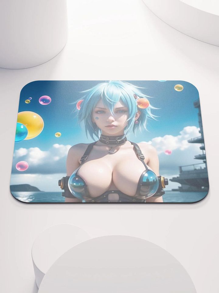 Futuristic Blue Hair Anime Mouse Pad product image (2)