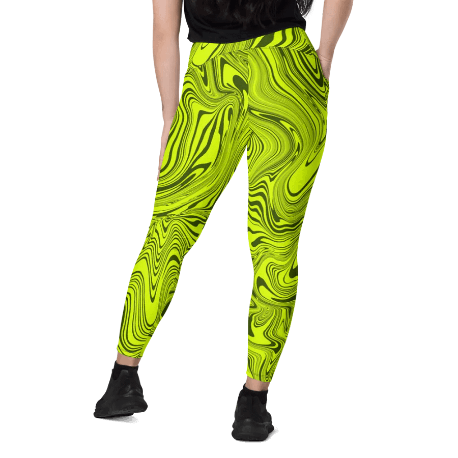 Leggings with Pockets - Abstract Yellow Swirls product image (12)