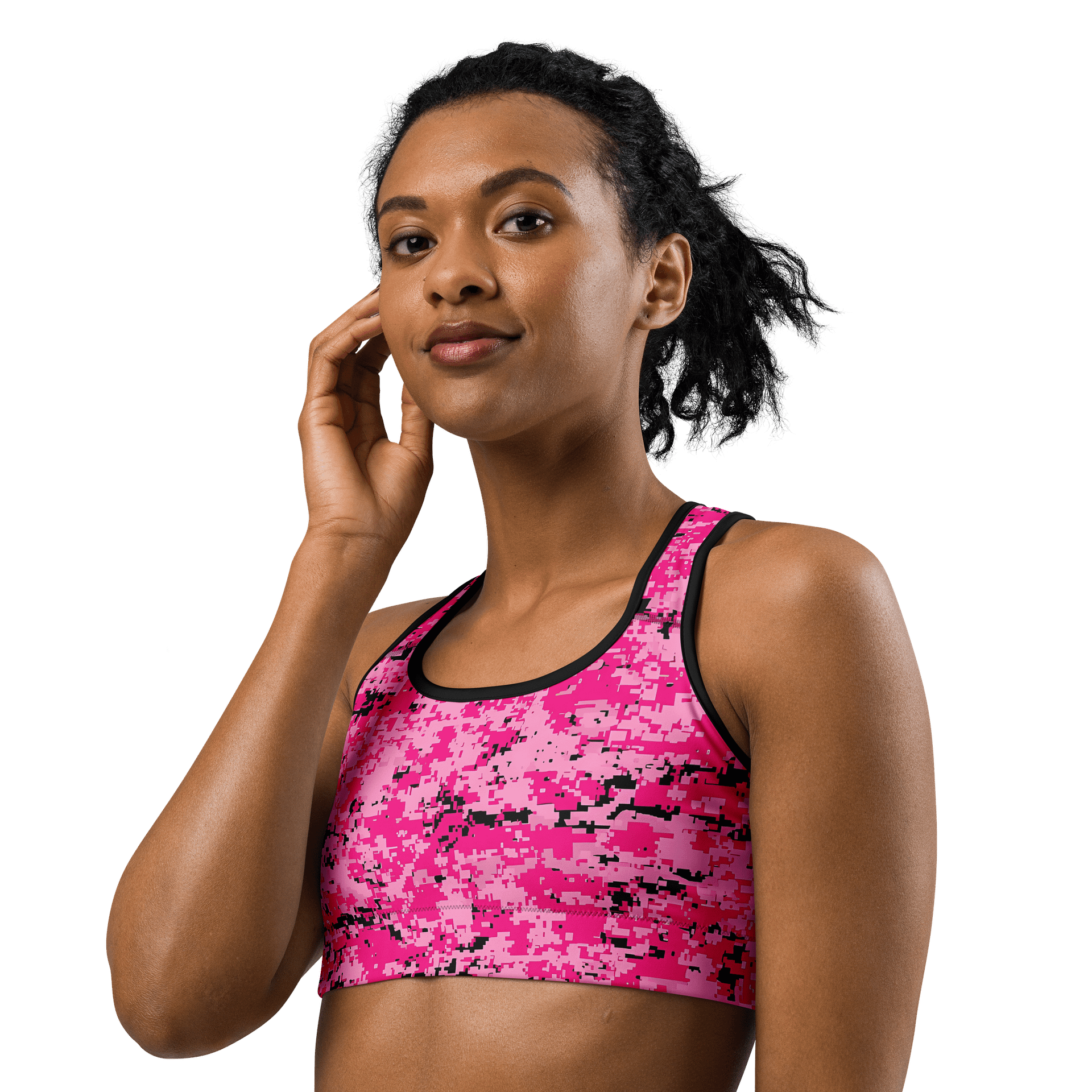 Pixel Pink Camo Custom Sports Bra product image (2)