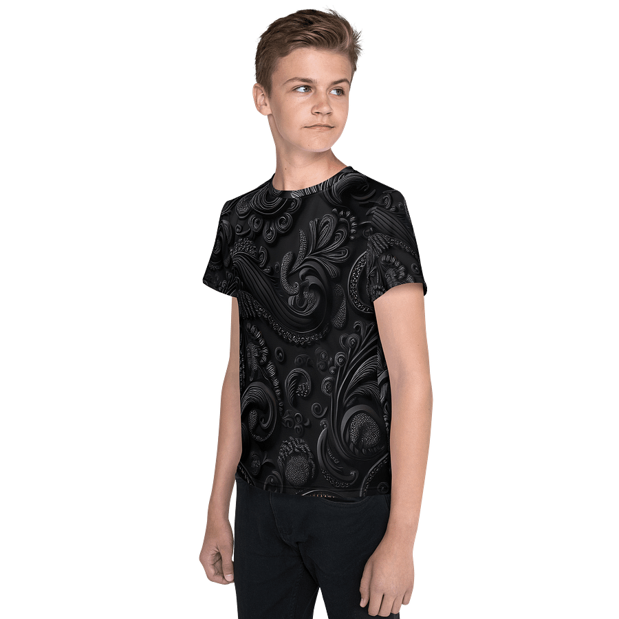 Youth Crew Neck T-Shirt black paisley product image (3)