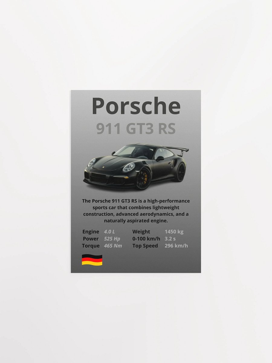 Porsche 911 GT3 RS Wall Poster Without Frame product image (1)
