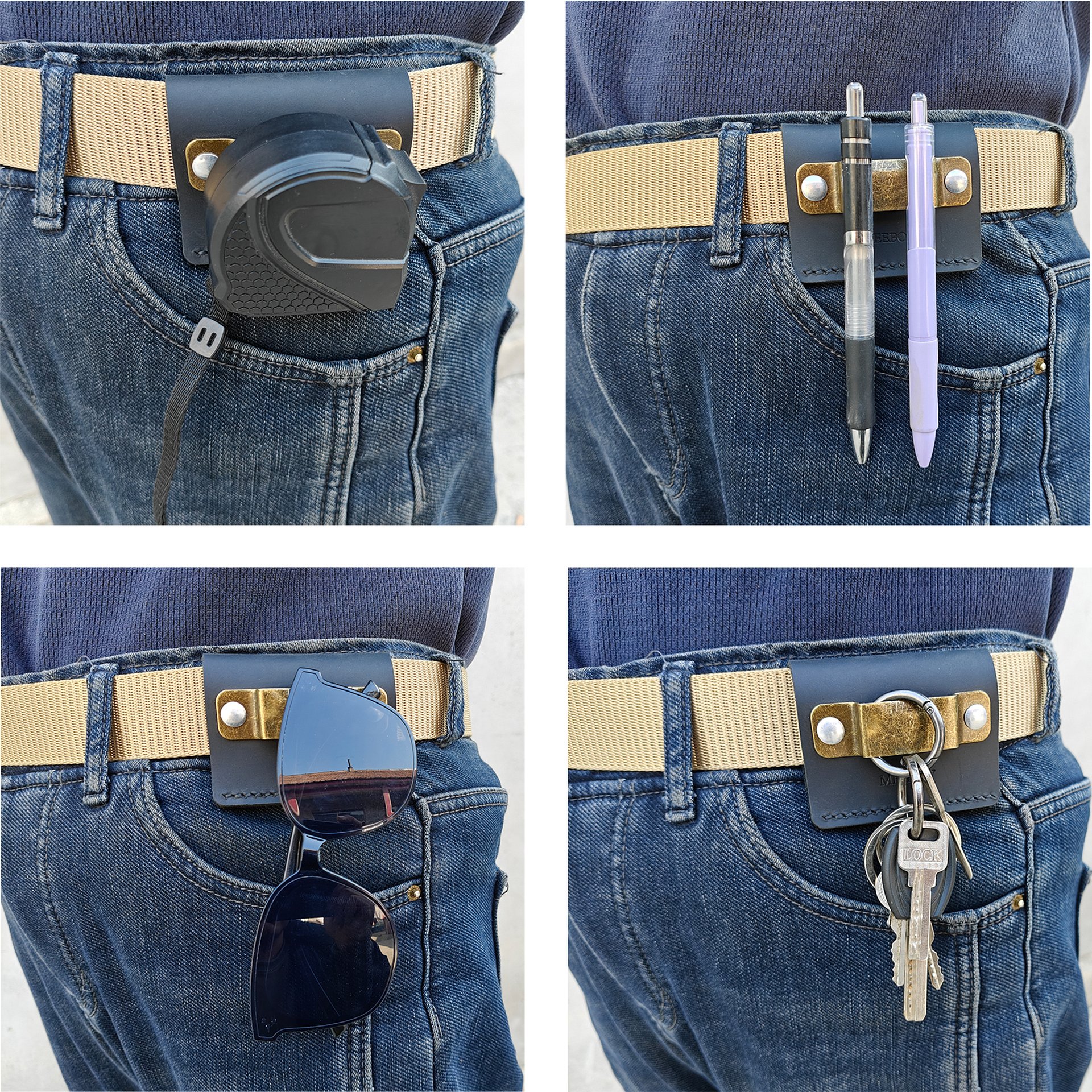 MEEBOY handmade Leather Tool Holder Tape Measure Holder Clip Tape Holder for Tool Belt product image (9)