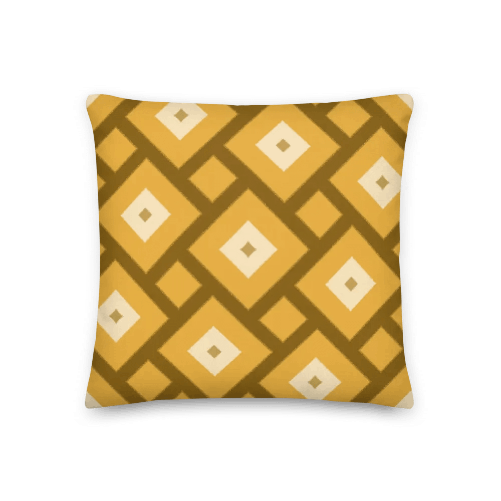 Brown and Mustard Yellow Retro Style Pillow – Pattern & Solid Dual-Sided Design product image (1)