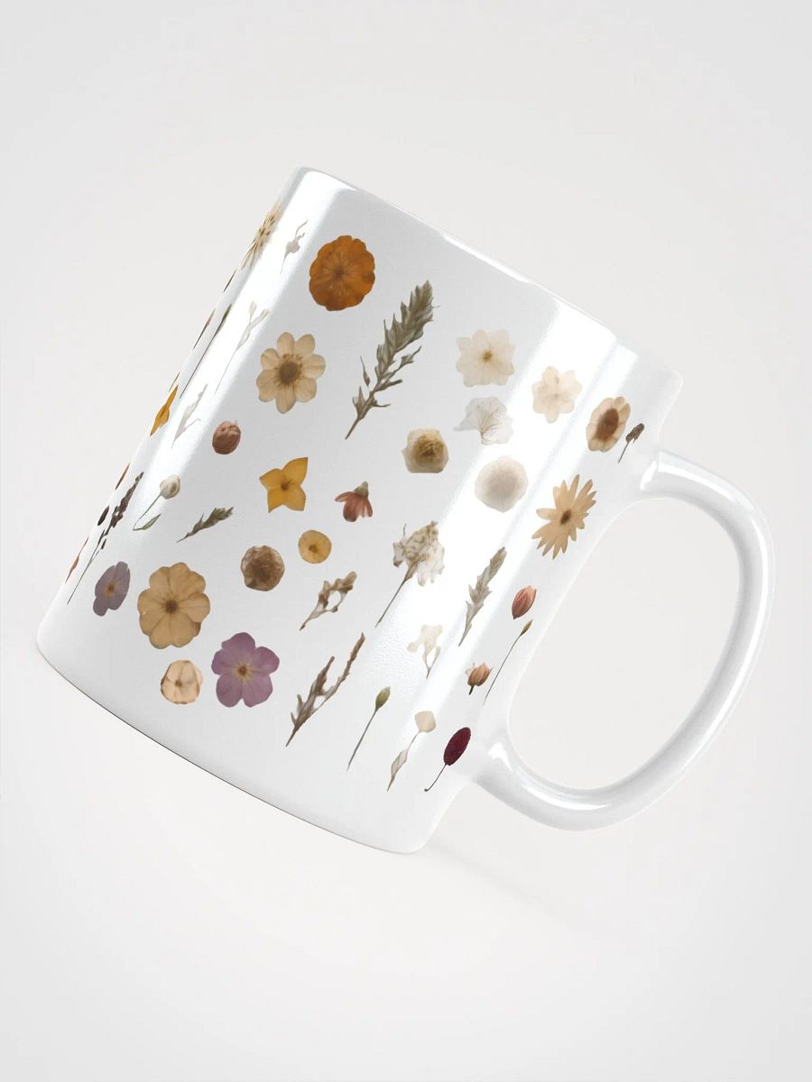 Pressed Flowers White Glossy Ceramic Mug product image (4)