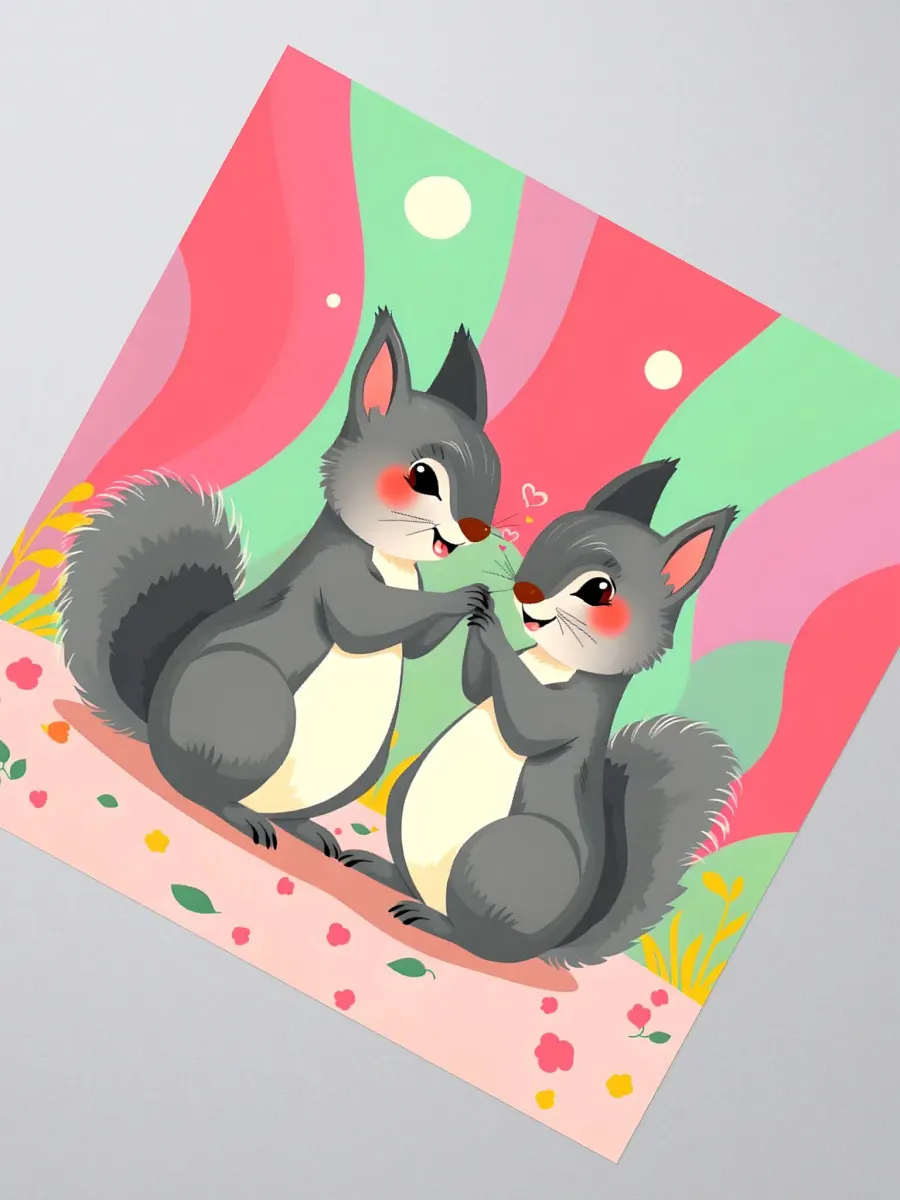 Playful Squirrel Love Kiss Cut Stickers product image (4)