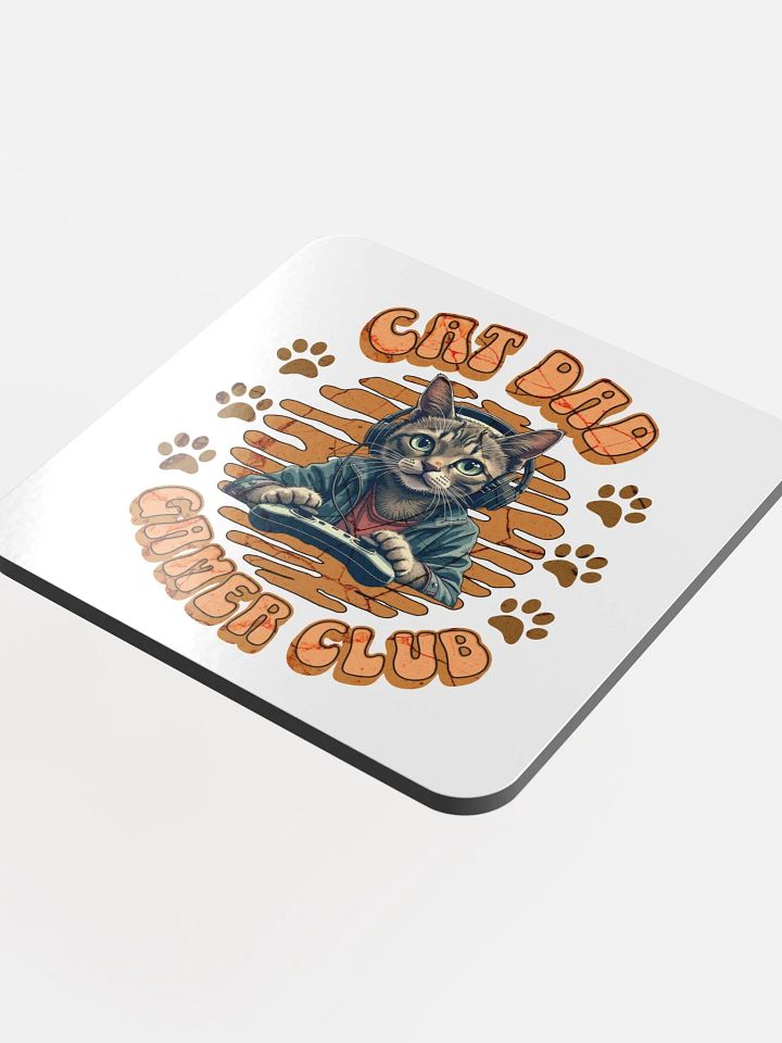 Cat Dad Gamer Club Coaster product image (1)