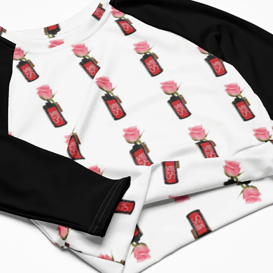 Cinestil Rose Pattern Black Jersey Sleeved Crop Top product image (4)