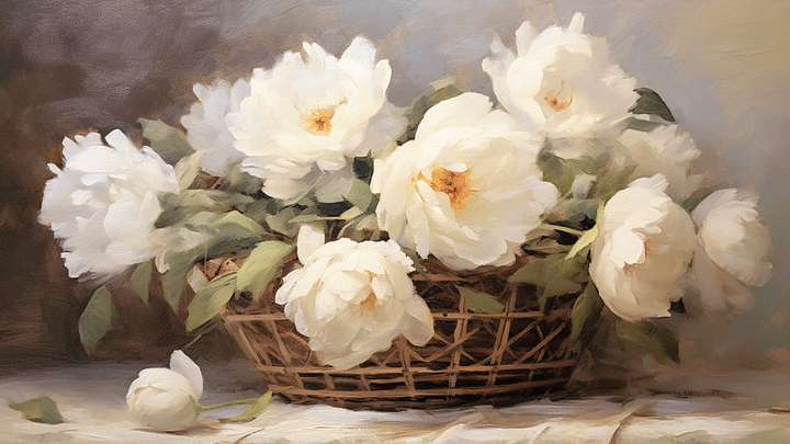 Vintage TV Art Floral Painting - No Frame, Digital Download product image (1)