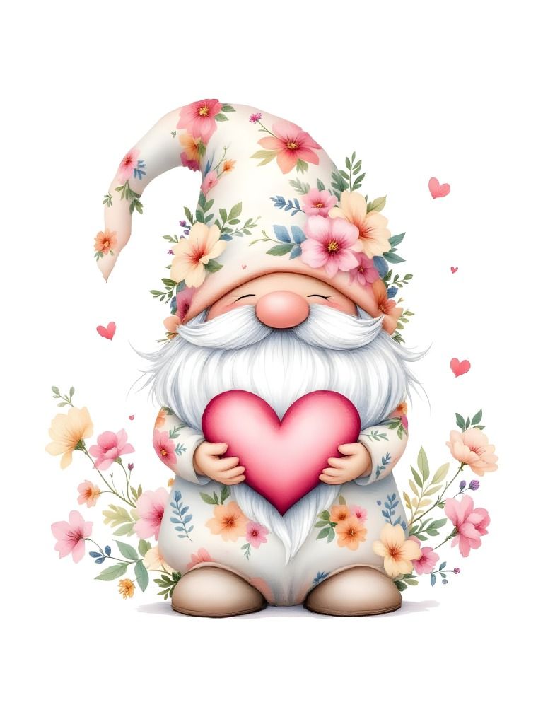 22 Floral Gnome with Heart Clipart Designs, Bloomcore Clipart Collection, Digital Art Supplies product image (4)