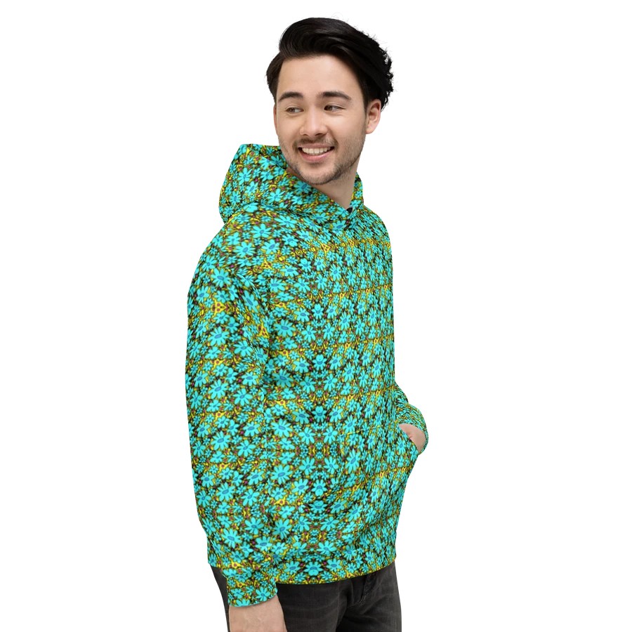 Abstract Distressed Green Flowers on a Grungy Yellow Background Unisex Hoodie product image (17)