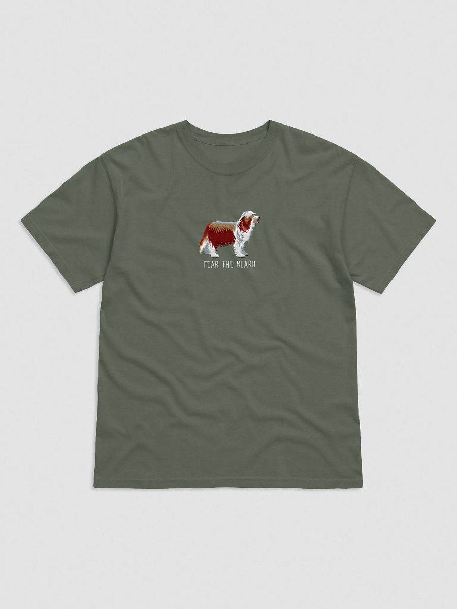 Fear the Beard T-Shirt(Embroidered) of a Bearded Collie(Red) product image (9)