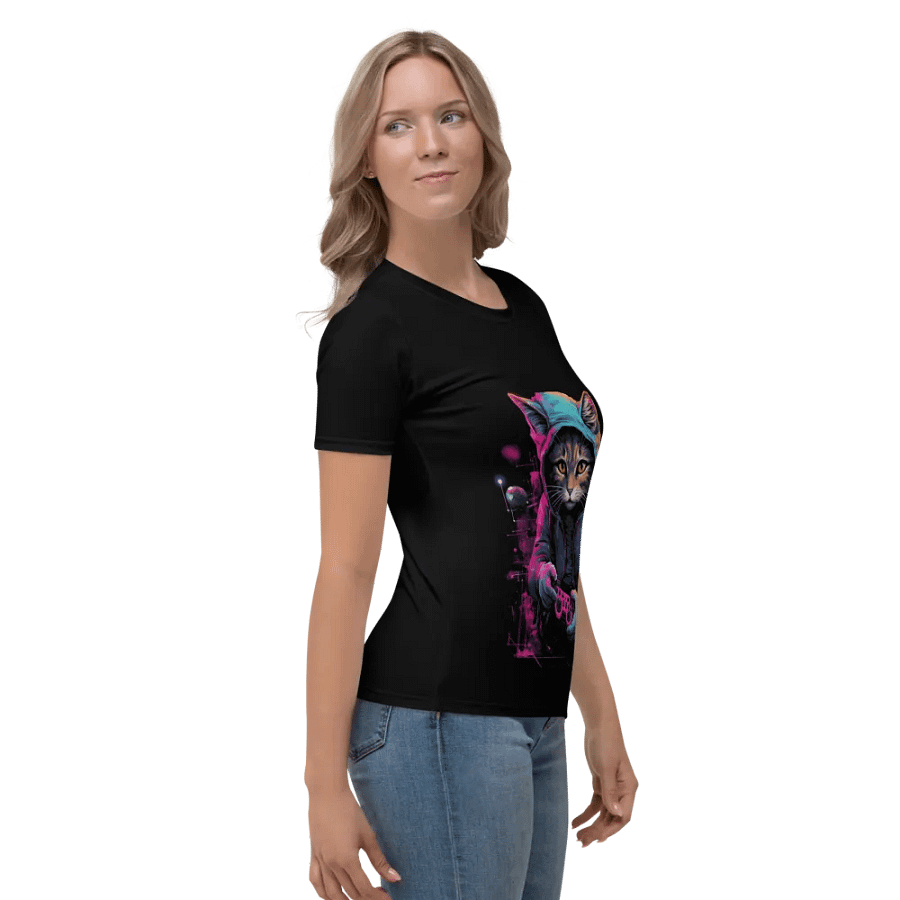 Neon Gamer Cat Women's Tee product image (4)