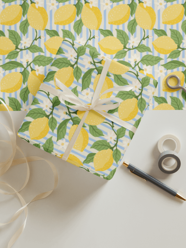 Lemon sunshine stripes wrapping paper | set of 3 product image (2)