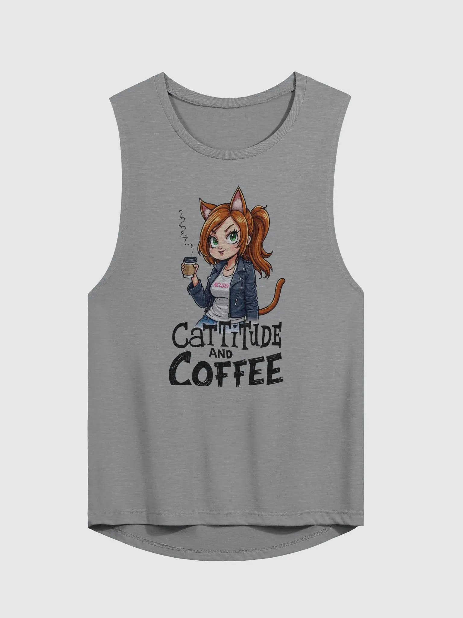 Cattitude and Coffee Flowy Muscle Tank product image (2)